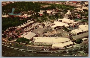 Postcard Anaheim CA c1968 Aerial View of Disneyland Amusement Park Matterhorn