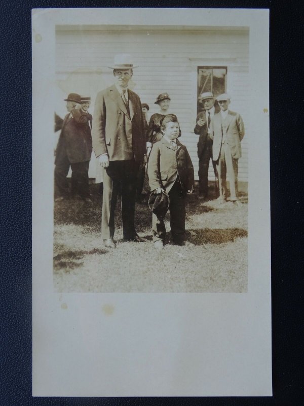 USA PRESIDENT COOLIDGE with Midget a small gentleman c1920's RP Postcard