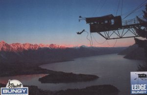 Bungy Jump at Queenstown At Night Sunset New Zealand Postcard