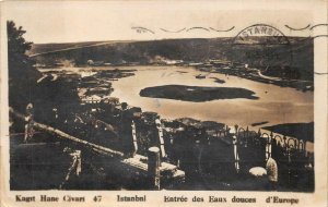 RPPC ISTANBUL TURKEY TO USA SCOTT #692 & RA2 STAMPS REAL PHOTO POSTCARD 1934