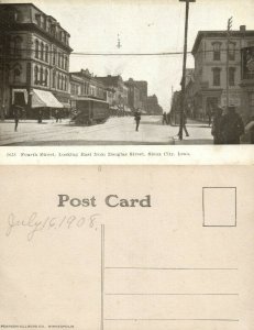 SIOUX CITY IA G]FOURTH STREET FROM DOUGLAS ANTIQUE POSTCARD
