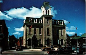 Postcard ON Wingham Town Hall Built in 1890 Clock Tower Parked Cars 1991 S100