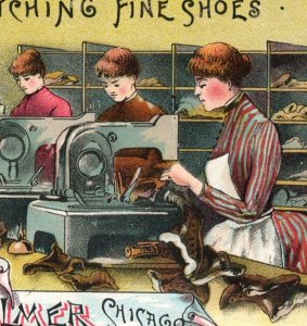 1870s-80s Phelps Dodge & Palmer Stitching Fine Shoes Women Working P155