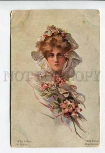 427013 Wild Roses Lady by Philip BOILEAU Vintage RUSSIA PC