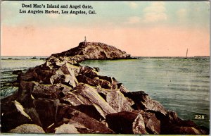 Dead Man's Island and Angel Gate, Los Angeles CA Vintage Postcard Q55