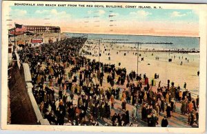 Postcard BEACH SCENE Coney Island New York NY AN9128