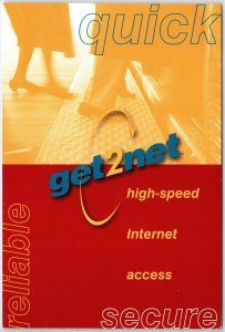 CONTINENTAL SIZE POSTCARD ADVERTISING RACK CARD - GET2NET HIGH-SPEED INTERNET