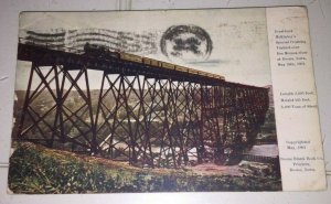 VINTAGE USED POSTCARD 1901 PRESIDENT MCKINLEY CROSSING DES MOINES RIVER IOWA