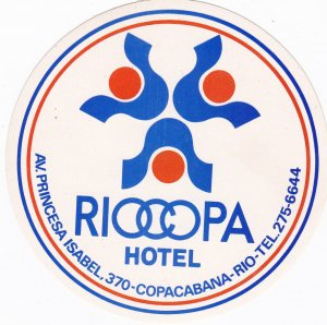 Brasil Rio De Janeiro Copacabana Riocopa Hotel Luggage Label sk2819