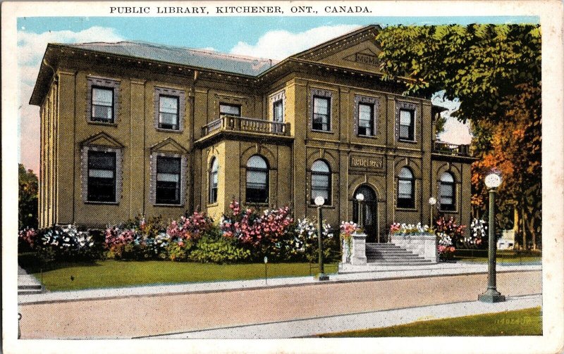 Public Library, Kitchener, Ontario Canada c1931 Vintage Postcard K71 