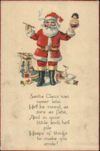 Christmas - Santa Claus Painting Toys c1910 Postcard rpx