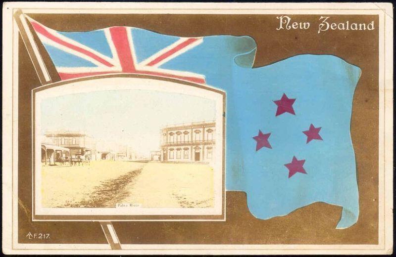 new zealand, TARANAKI, Patea River, Flag (1920s) RPPC