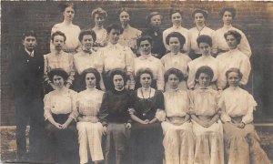 J63/ Dowagiac Michigan RPPC Postcard c1910 Normal School Students 44