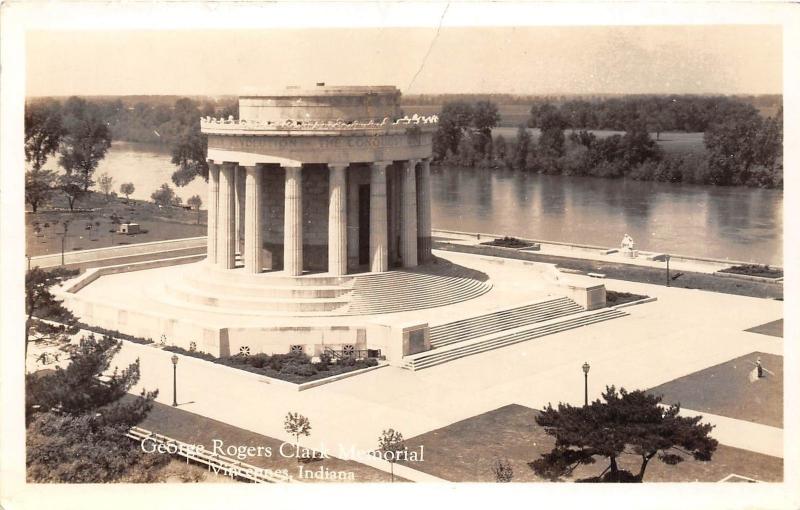 Indiana In Real Photo RPPC Postcard c30s VINCENNES George Rogers Clark Memorial