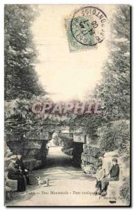 Paris - 14 - Montsouris Park - Rustic Bridge - dog - Old Postcard