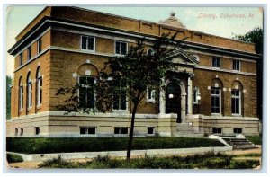 c1910's View Of Library Building Oskaloosa Iowa IA Unposted Antique Postcard