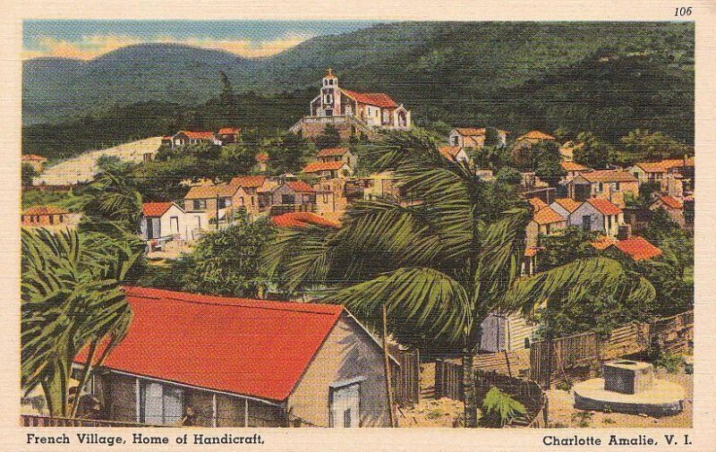 Postcard French Village Home of Handicraft Charlotte Amalie Virgin Islands