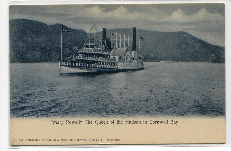 Steamer Mary Powell Cornwall Bay Hudson River New York 1907c postcard 