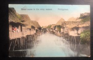 Mint Philippines Color Picture Postcard Street Scene In rainy season