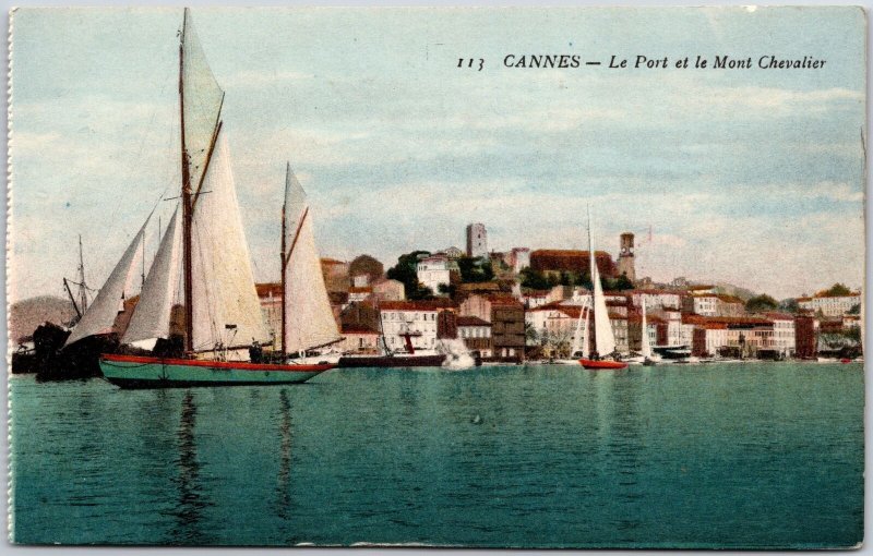 Cannes Le Port Et Le Mont Chevalier France Boats & Sailboats, Postcard
