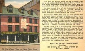 Boston MA, Massachusetts - Ye Olde Oyster House Restaurant - pm 1950 - Linen