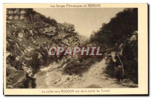 Old Postcard picturesque Gorges du Verdon The valley towards Rougon for the e...