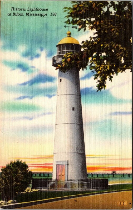 Mississippi, Biloxi, Historic Lighthouse Old Biloxi Light, 1931 Postcard   M117