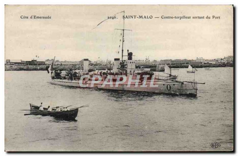 Old Postcard Boat War Against Saint-malo leaving the port torpedo