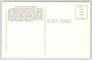 Cape Cod Massachusetts~Map & Cities~Buzzards Bay~Cranberries~1950s Postcard