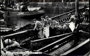 Lowestoft Suffolk Sorting Nets on Drifters Fishing Vintage RPPC Postcard