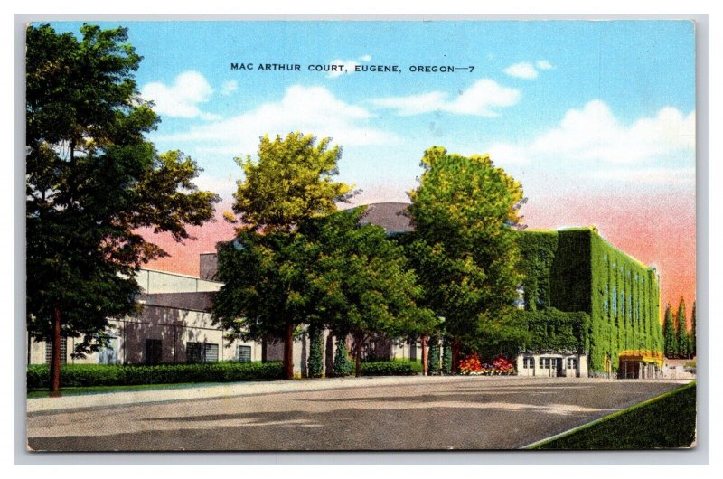 Mac Arthur Court House Eugene Oregon OR Linen Postcard V22