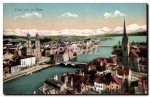 Postcard Old Zurich und die Alpen