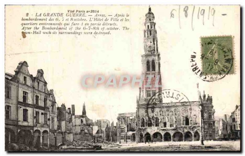 Old Postcard Arras After The Bombing Army