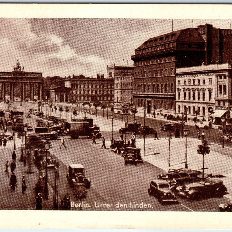 c1930s Berlin, Germany Unter den Linden PC Downtown Busy Street Scene Tor A323