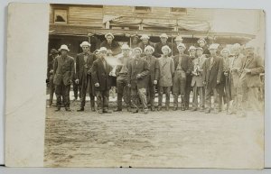 Wisconsin Fishing Trip Men Heading to Juneau to Fish c1910 RPPC Postcard Q14