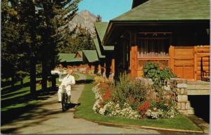 Room Service Jasper Park Lodge Alberta AB Waiter Scooter Vintage Postcard D61