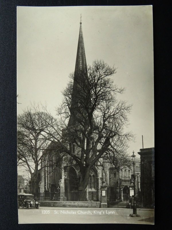 Norfolk KINGS LYNN St Nicholas Church - Old RP Postcard by H. Coates