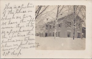 House & Snow Scene Pulaski NY Cancel c1908 RPPC Postcard H48