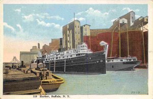 Steamer Harbor Tugs Grain Elevators Buffalo New York 1920c postcard