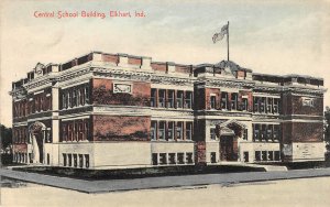 Central School Building, Elkhart, Indiana Hand-Colored Vintage Postcard ca 1910s