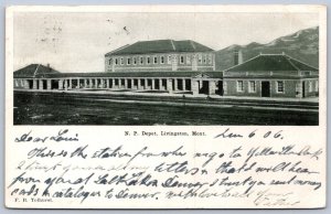 K44/ Livingston Montana Postcard c1910 N.P. Railroad Depot Station 339