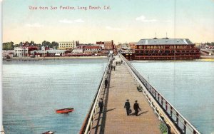 LONG BEACH, California~CA  VIEW FROM SUN PAVILION~Beach Front  c1910's Postcard