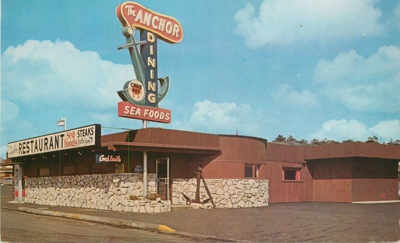 Postcard Oregon Newport 1962 The Anchor occupation roadside Mood 23-9765