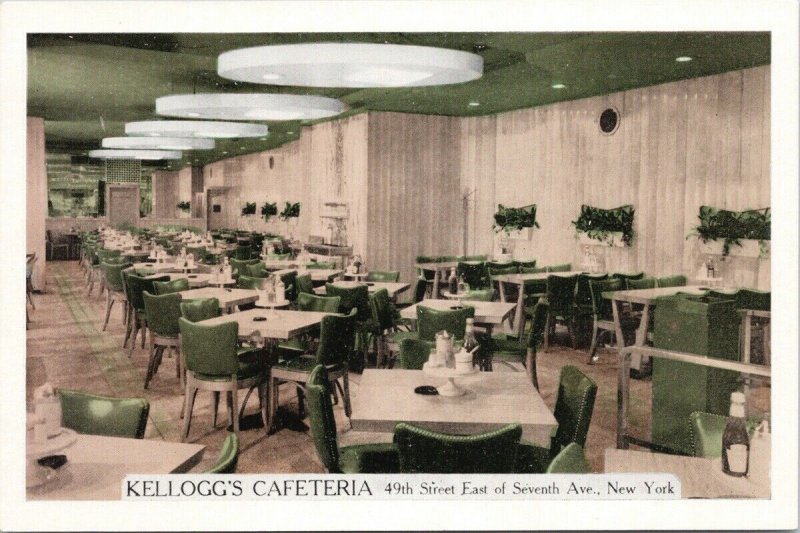 Kellogg's Cafeteria New York NY Unused Advertising Postcard F81