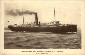 Merchants and Miners Transportation Co Steamship Howard Vintage Postcard