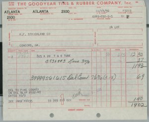 1956 Goodyear Tire & Rubber Company, Inc Piedmont Rd Atlanta GA Invoice 416 