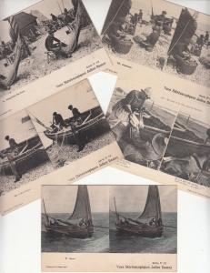 Lot 5 postcards early stereographic views life stereo scenes fishermen boats 