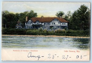 c1905's Residence Of Charles L. Hutchinson House Lake Geneva Wisconsin Postcard