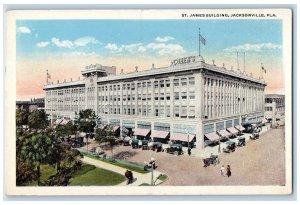 c1920's St. James Building Classic Cars Stores Jacksonville Florida FL Postcard 