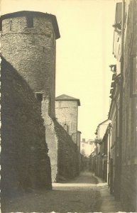 c1925 RPPC Postcard J & P Parikas, Tallinn Estonia, Narrow Cobblestone Street